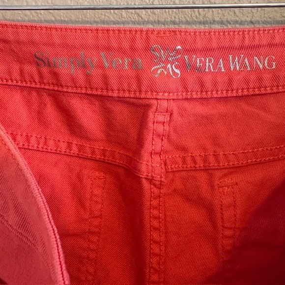 Simply Vera Vera Wang Women's Orange Coral Straight Stretch Jeans 14 Summer - Picture 7 of 10